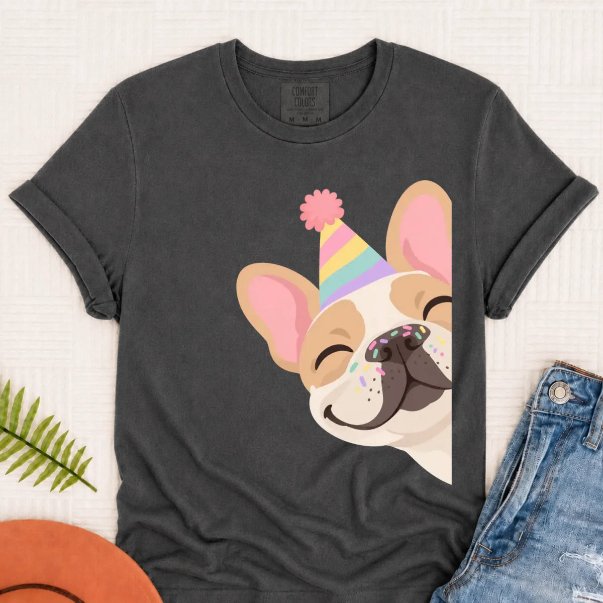 Custom Frenchie Birthday Party Unisex TShirt Pepper