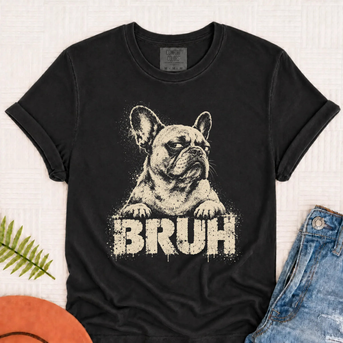 T-Shirt Graphite / S Custom Frenchie Bulldog Funny Bruh Unisex TShirt