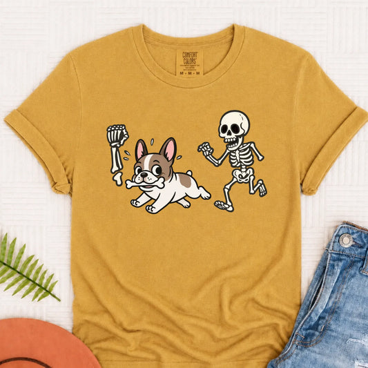 Custom Frenchie Bulldog Grave Robber Unisex TShirt Mustard