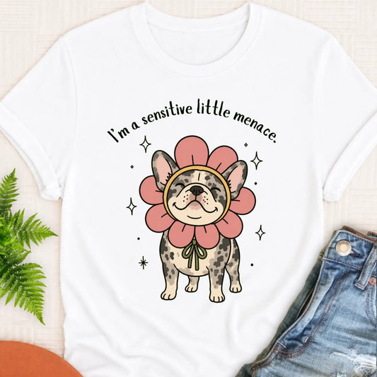 T-Shirt White / S Custom Frenchie Bulldog Little Menace Unisex TShirt