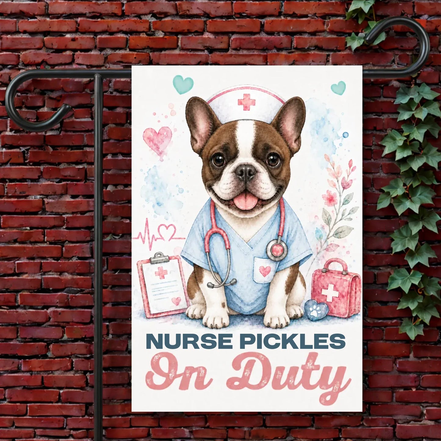 Garden Flag 12'' × 18'' Custom Frenchie Bulldog Nursing Gift Garden Flag copy