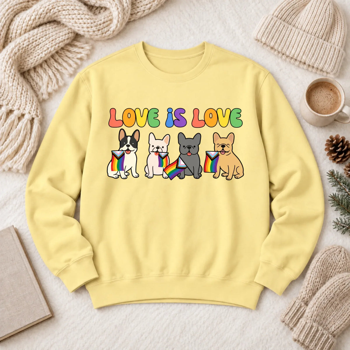 Sweatshirt Butter / S Custom Frenchie Bulldog Pride LGBTQ Unisex Sweatshirt
