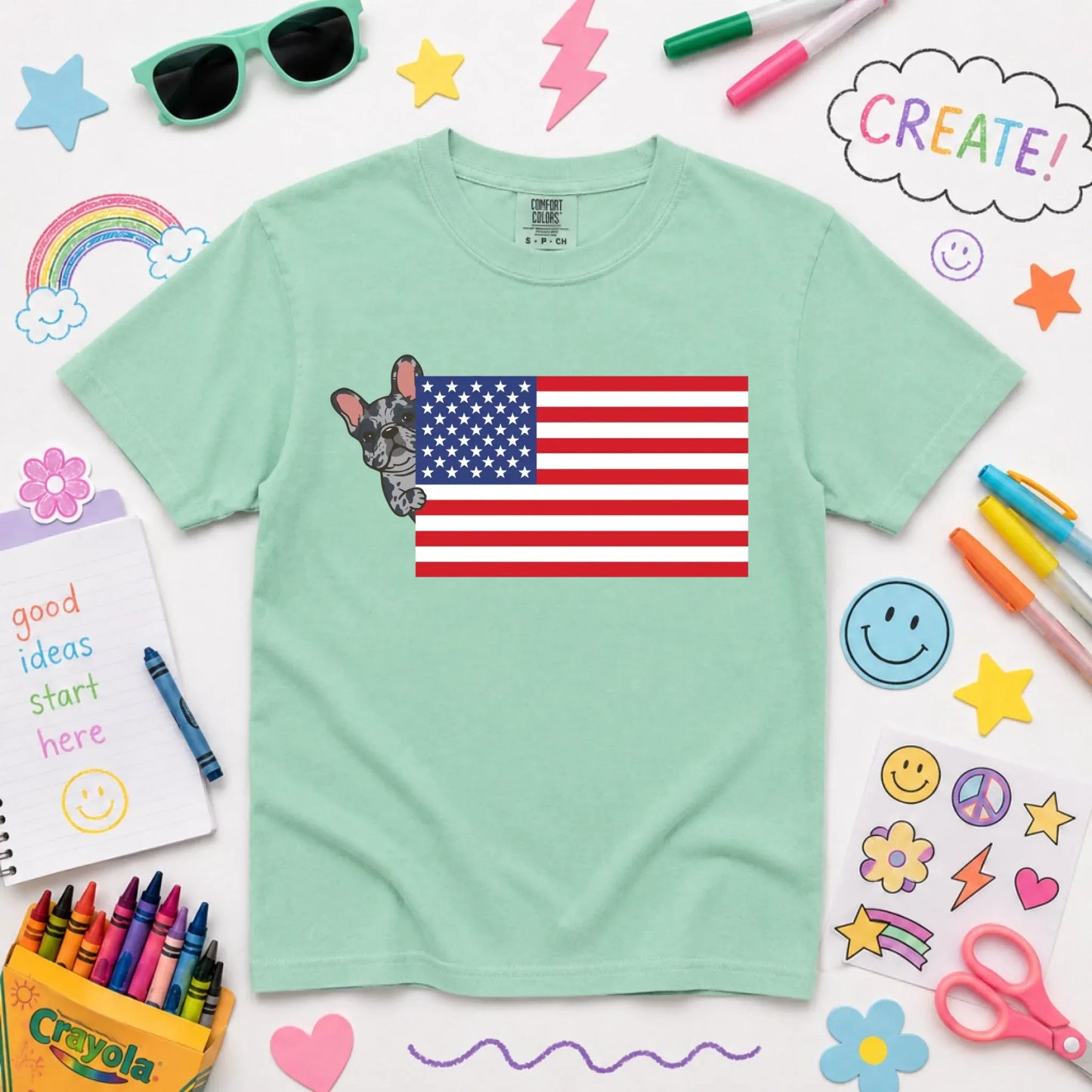 Youth Tshirt Island Reef / XS Custom Frenchie Bulldog USA Flag YOUTH Unisex Sweatshirt