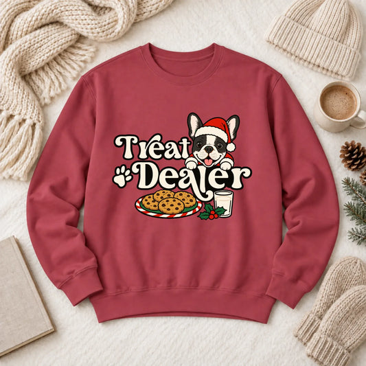 Custom Frenchie Christmas Treat Dealer Unisex Sweatshirt Crimson