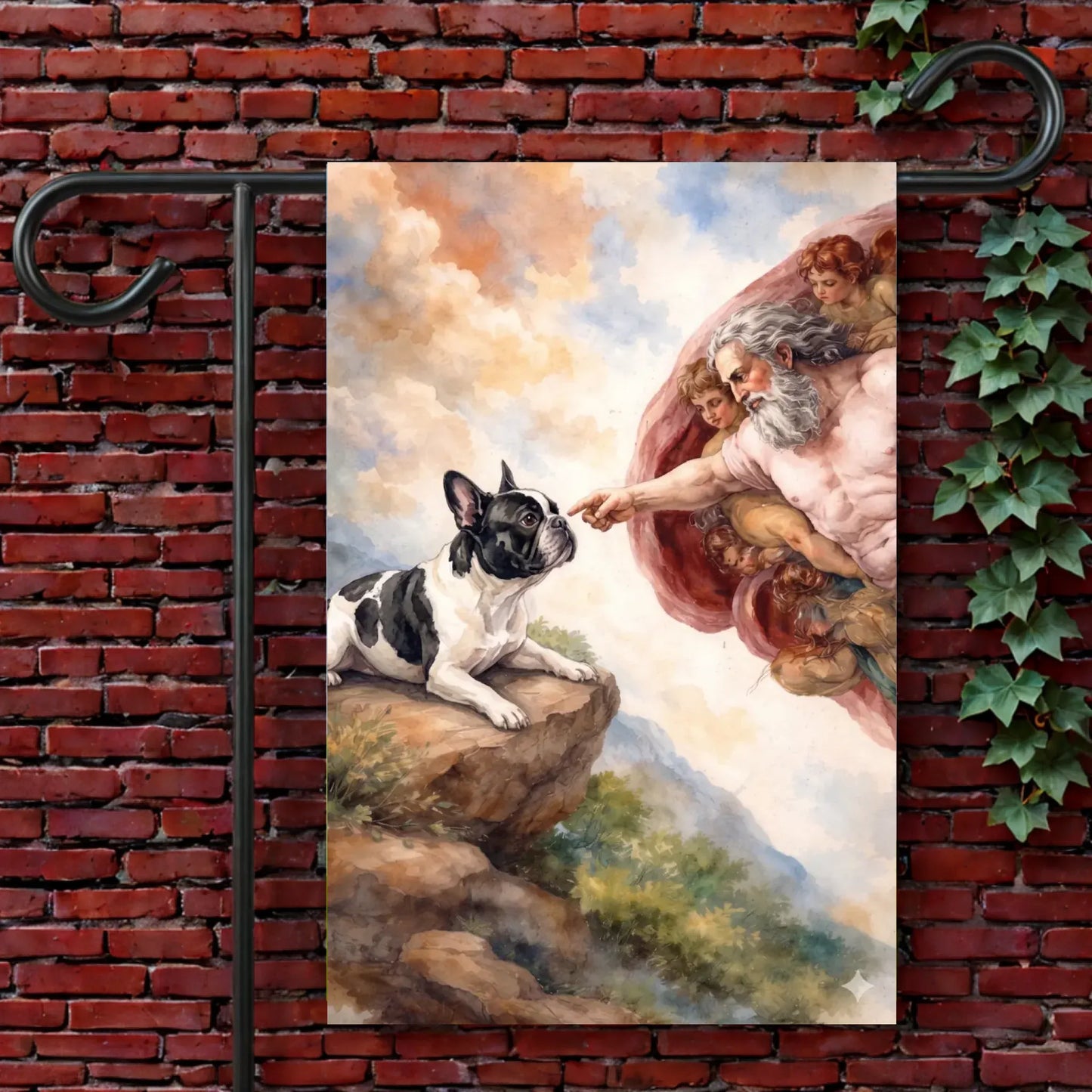 Custom Frenchie Creation of Adam Garden Flag 12'' × 18''
