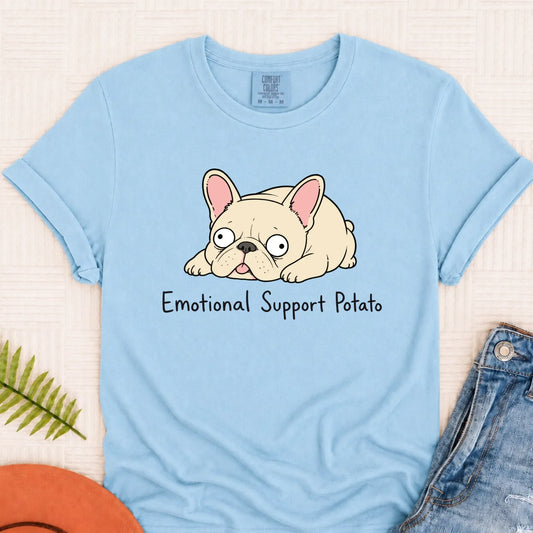 Custom Frenchie Derp Potato Unisex Tshirt Chambray