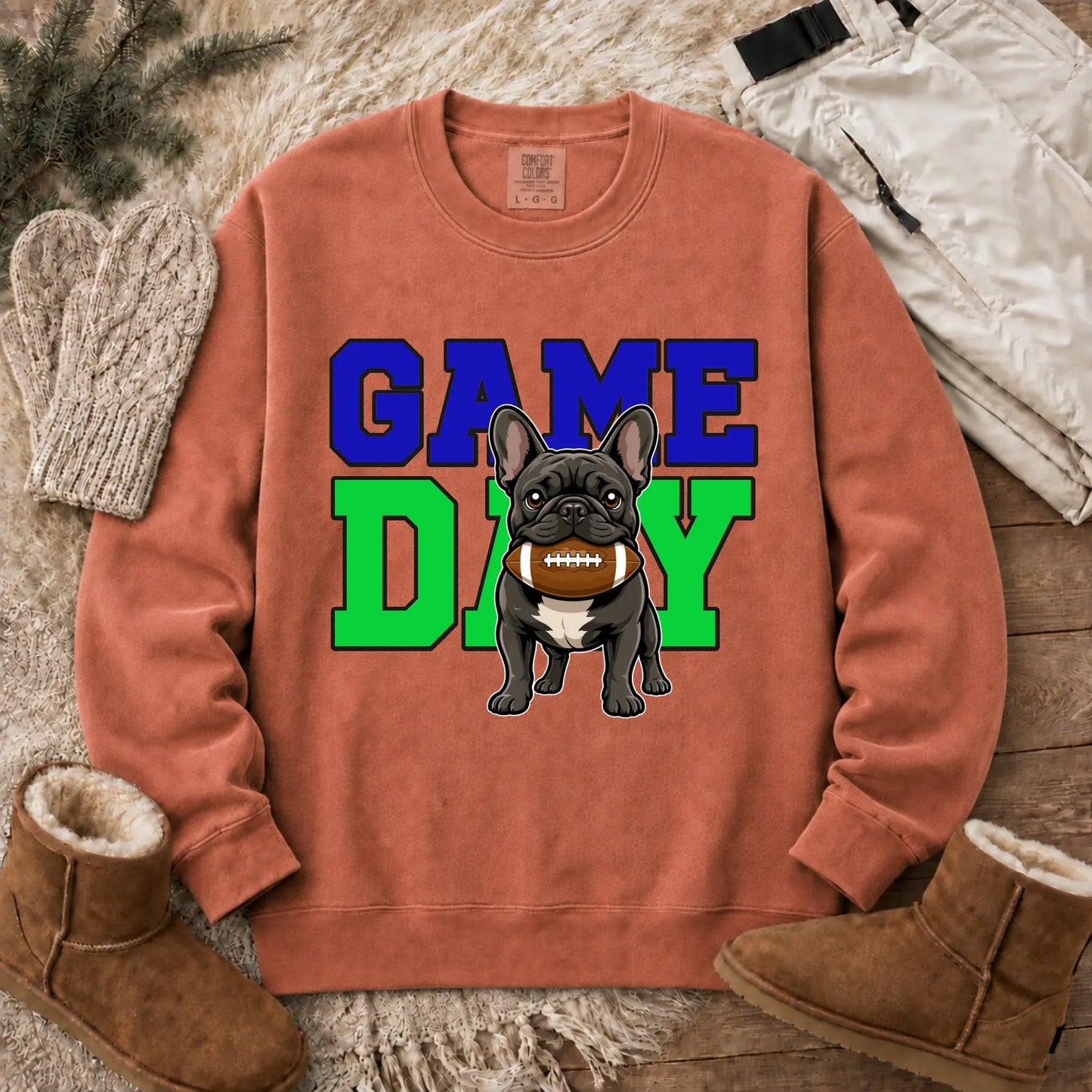 Sweatshirt Terracotta / S Custom Frenchie Football Game Day Unisex Sweatshirt