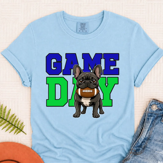 T-Shirt Chambray / S Custom Frenchie Football Game Day Unisex Tshirt
