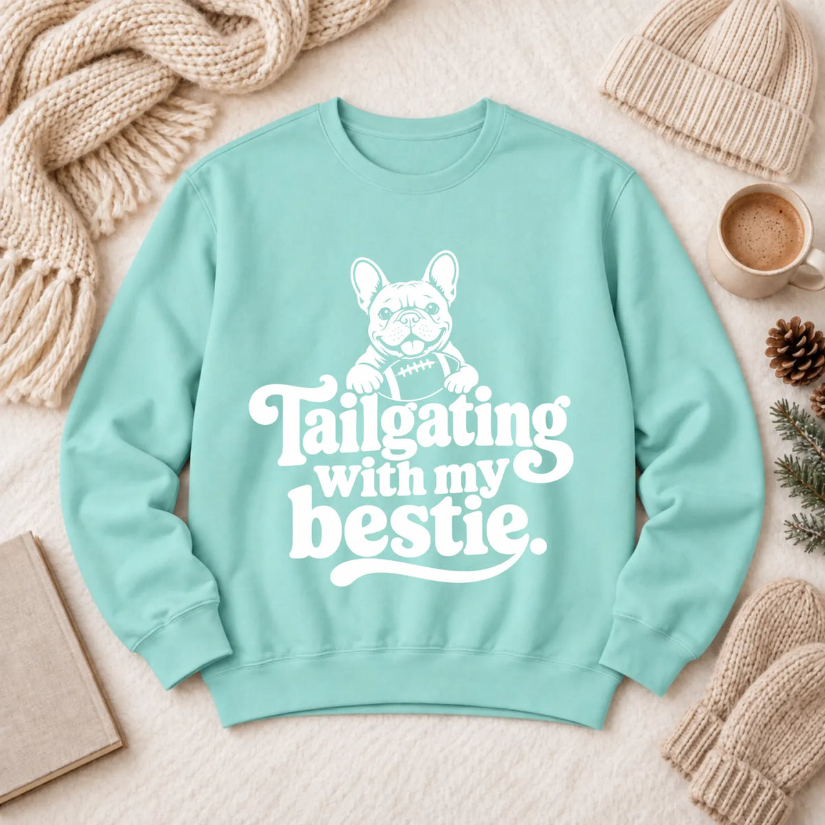 Custom Frenchie Football Tailgating Unisex Sweatshirt 1466 LW Sweatshirt Light Chalky Mint
