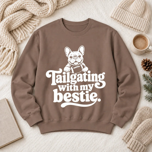 Custom Frenchie Football Tailgating Unisex Sweatshirt 1466 LW Sweatshirt Dark Espresso