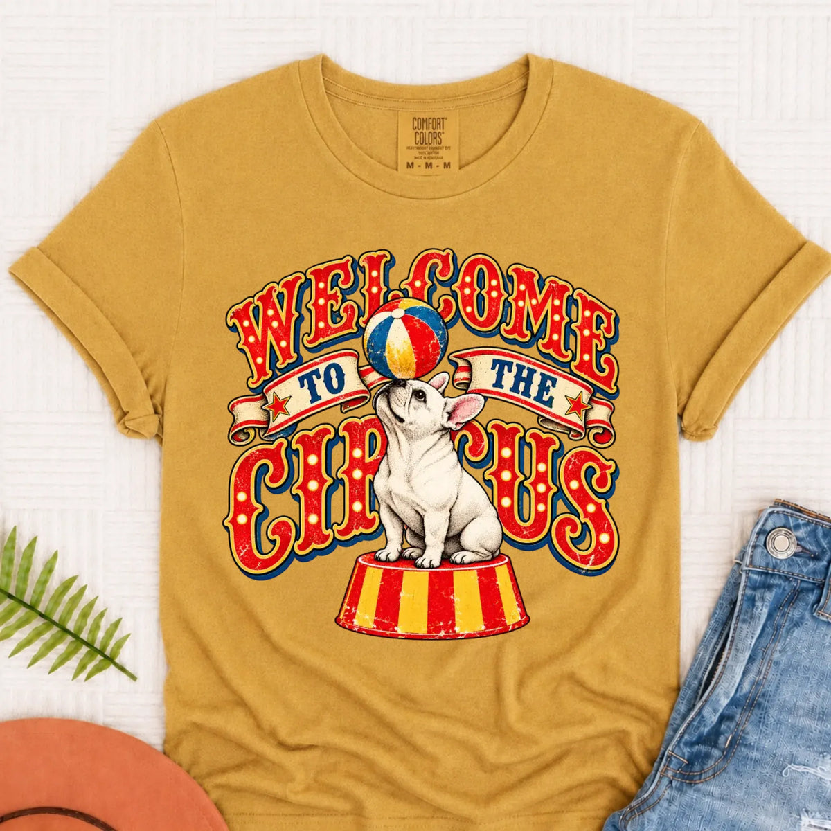 Custom Frenchie Funny Circus Unisex TShirt Mustard