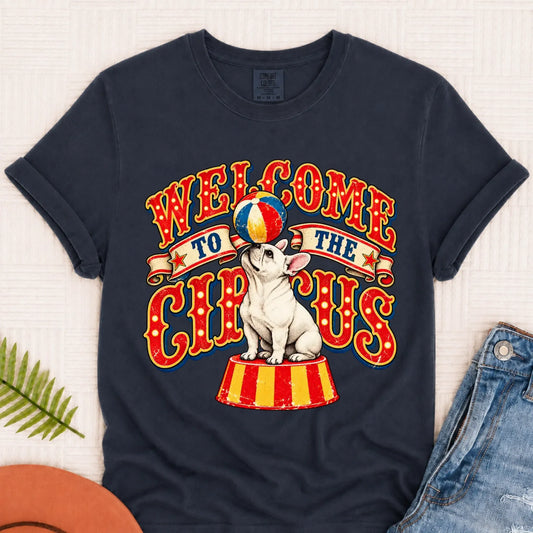 Custom Frenchie Funny Circus Unisex TShirt Navy