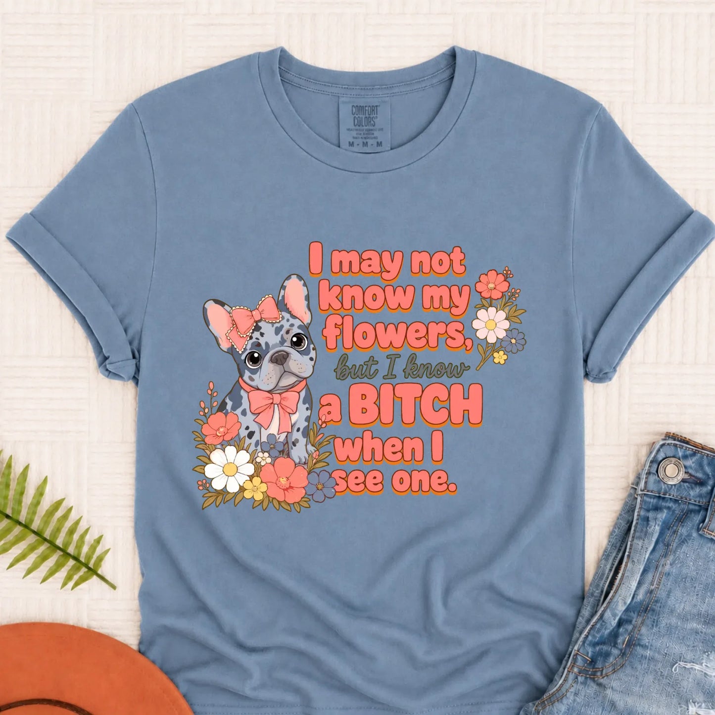 Custom Frenchie Funny Gardening Unisex TShirt Blue Jean