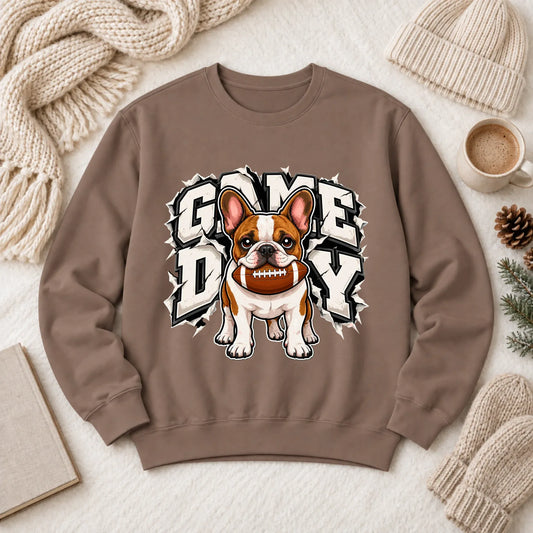 Custom Frenchie Game Day Football Unisex Sweatshirt Espresso