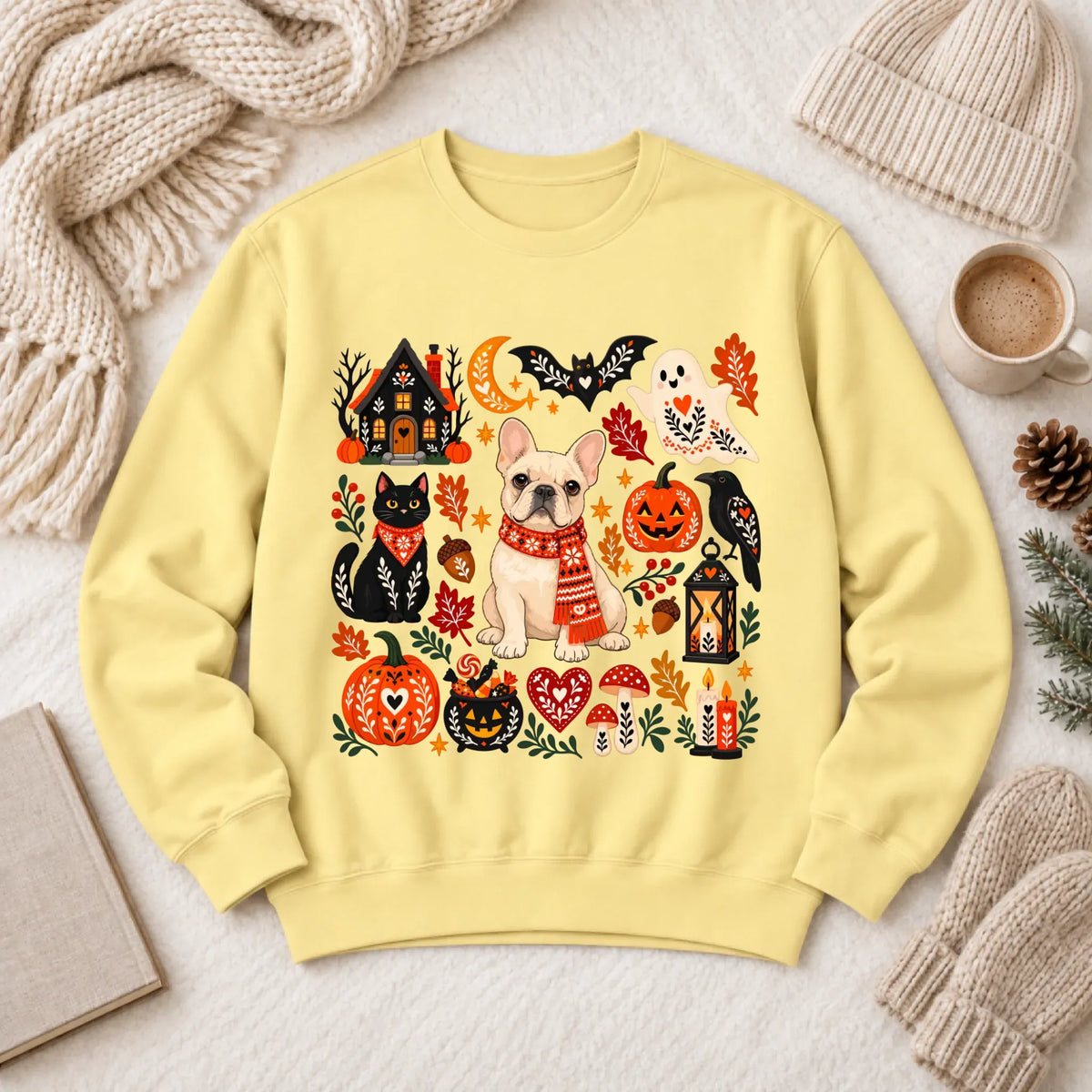 Custom Frenchie Halloween Scandinavian Unisex Sweatshirt Butter