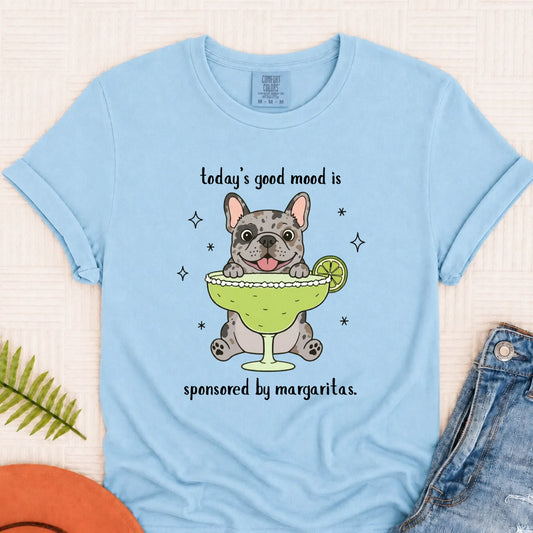 Custom Frenchie Margaritas Drinking Unisex TShirt Chambray