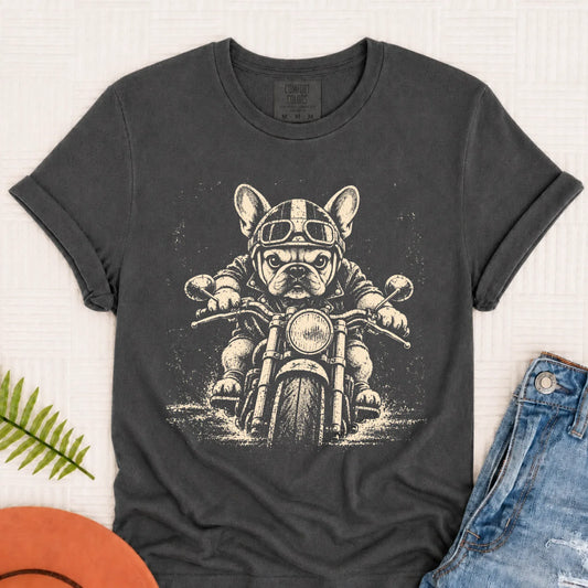 T-Shirt Pepper / S Custom Frenchie Motorcycle Biker Unisex TShirt