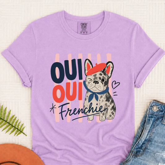Custom Frenchie Oui France Unisex Tshirt Orchid