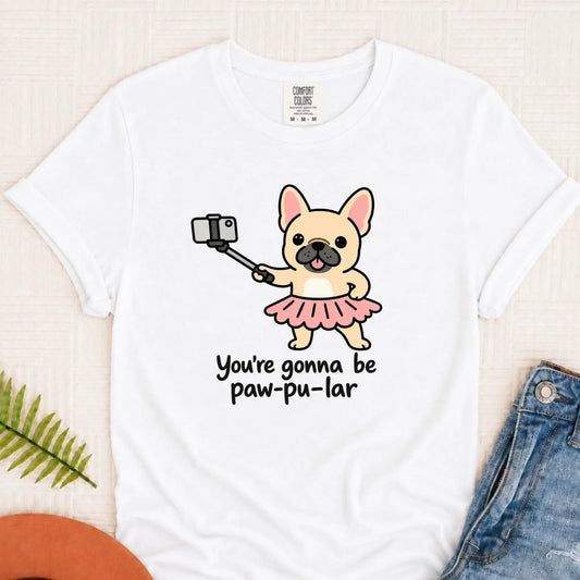 Custom Frenchie Pawpular Unisex Tshirt White