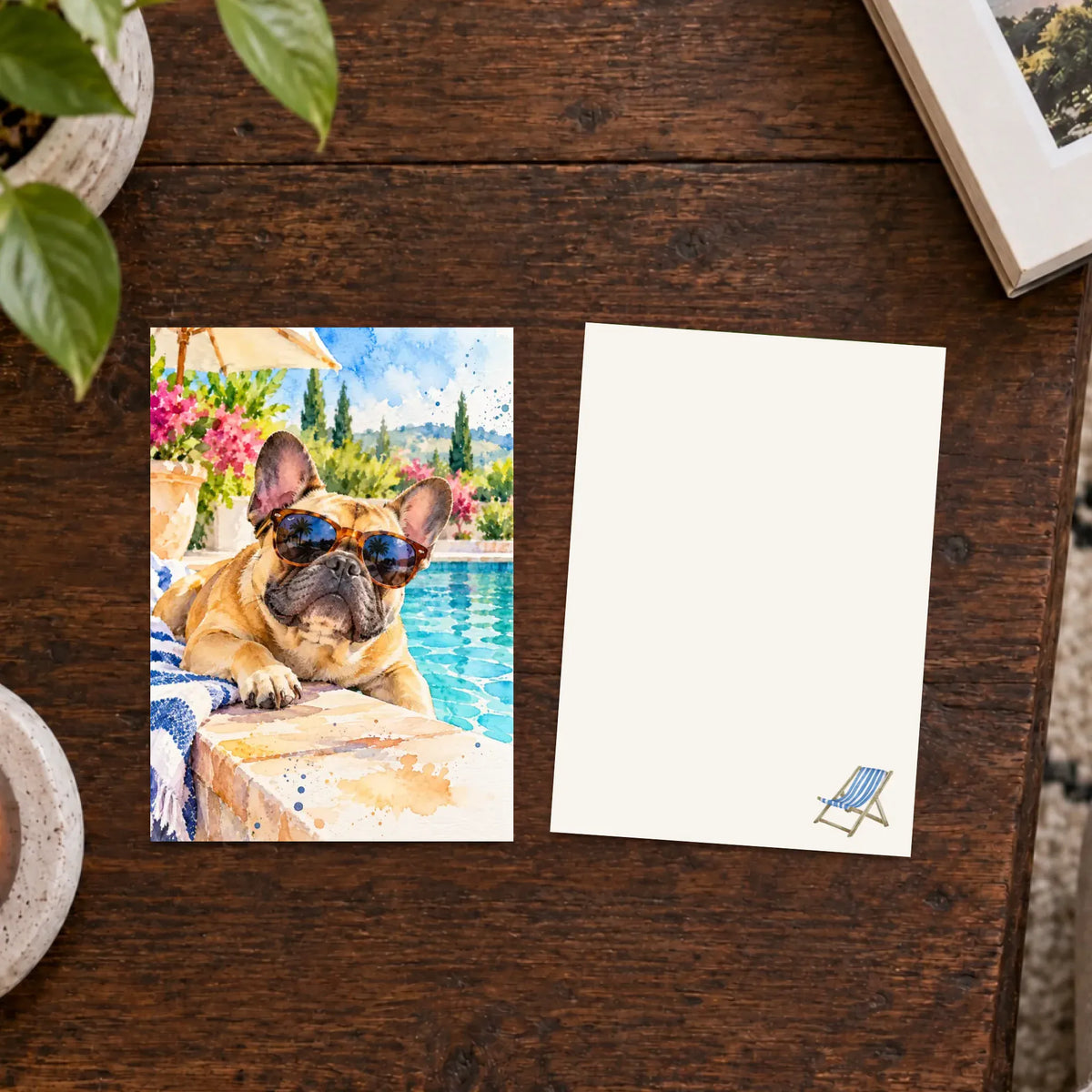 Custom Frenchie Pool Party Art Party Invitation