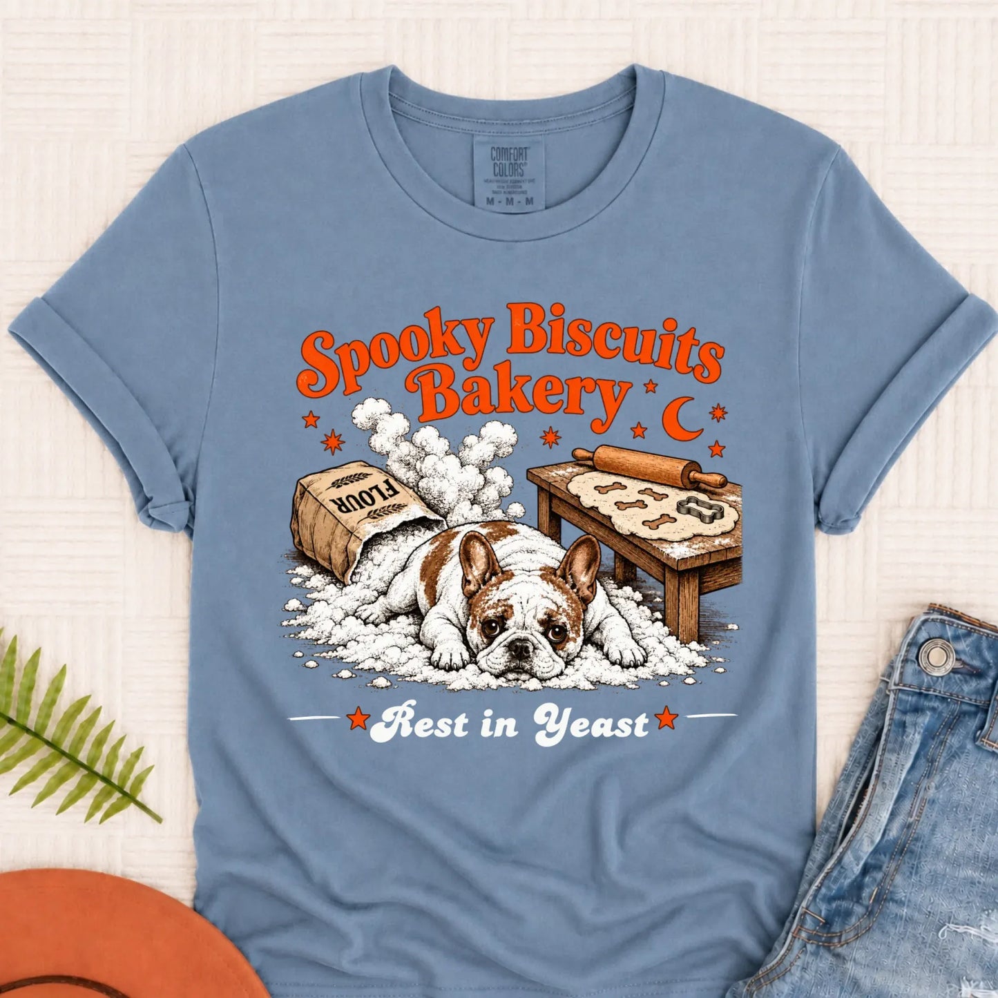 Custom Frenchie Spooky Biscuits Bakery Halloween Blue Jean