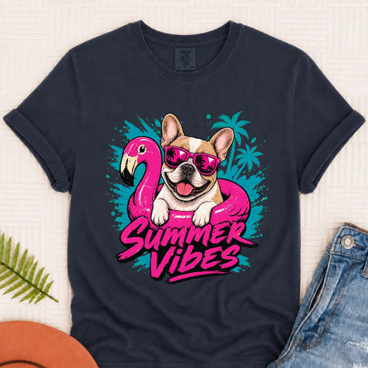 Custom Frenchie Summer Vibes Unisex Tshirt Pepper 3XL