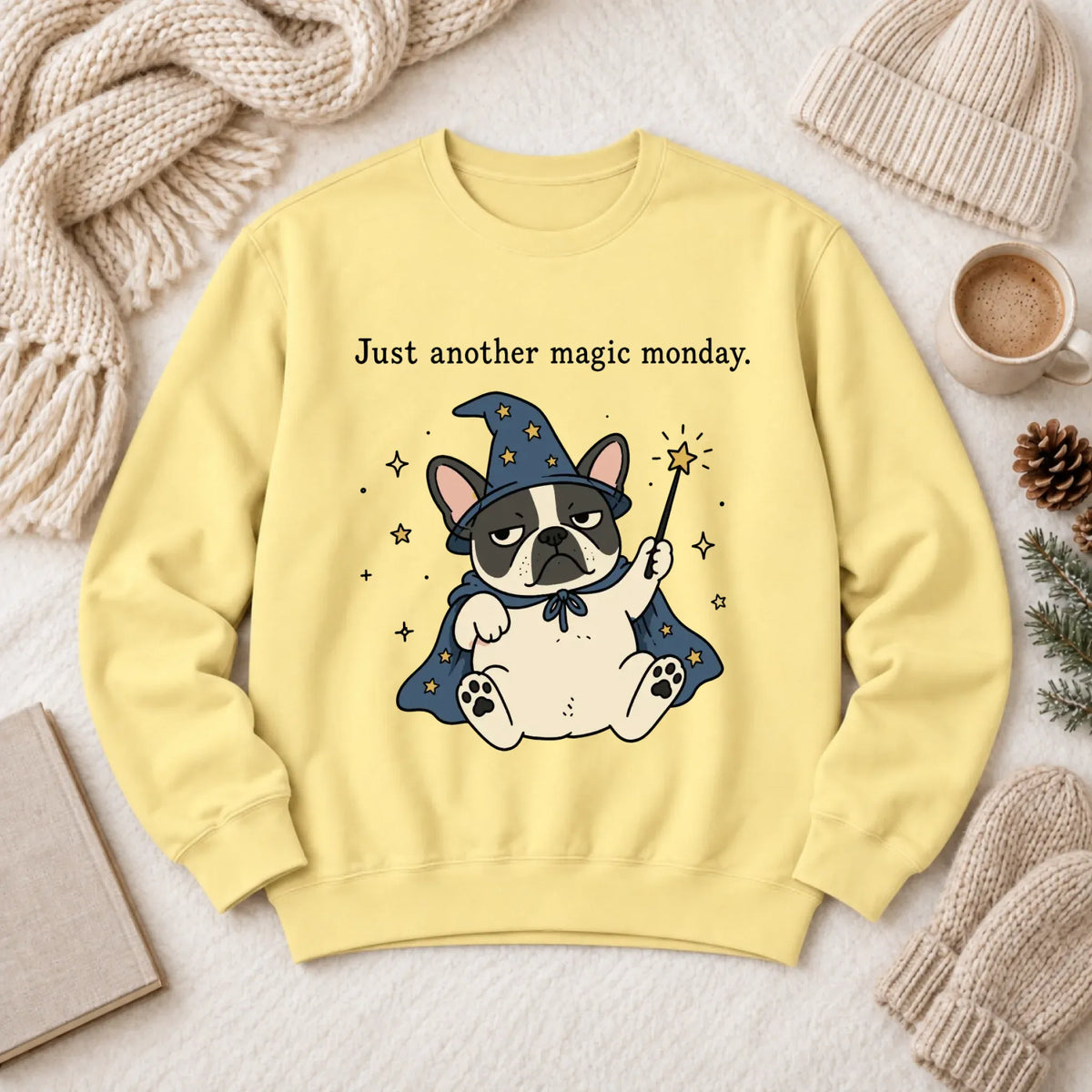 Sweatshirt Butter / S Custom Frenchie Work Humor Magic Monday Unisex Sweatshirt
