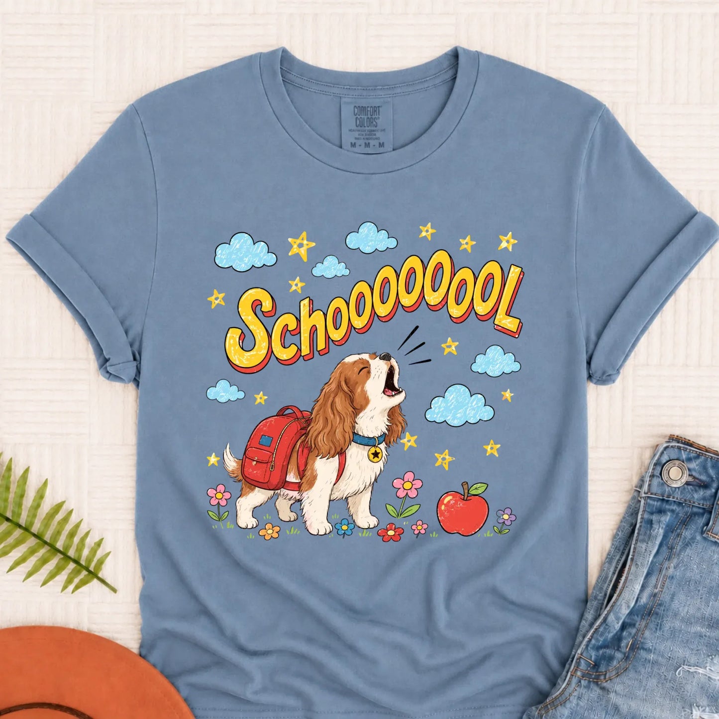 Custom Funny Cavalier Back to School Unisex Tshirt Blue Jean