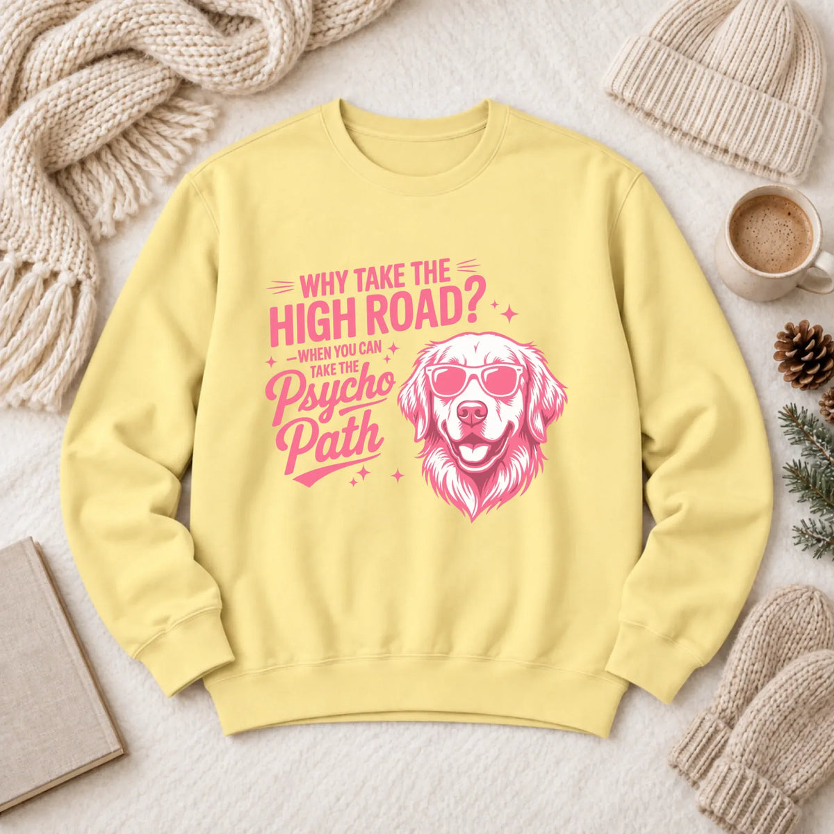 Sweatshirt Butter / S Custom Golden Retriever Psychopath Unisex Sweatshirt