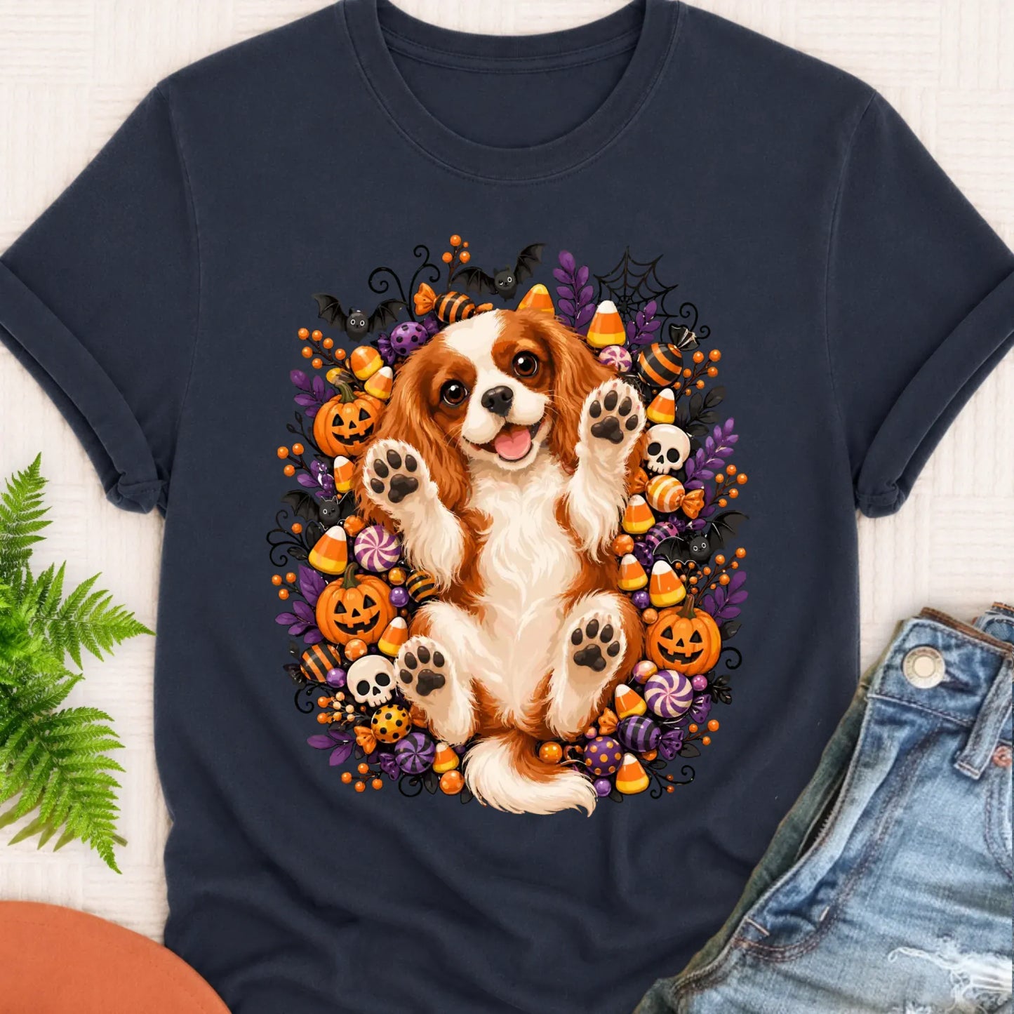 T-Shirt Navy / S Custom Halloween Belly Rubs Unisex Tshirt