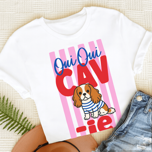 Custom King Charles Oui Oui Silhouette TShirt White