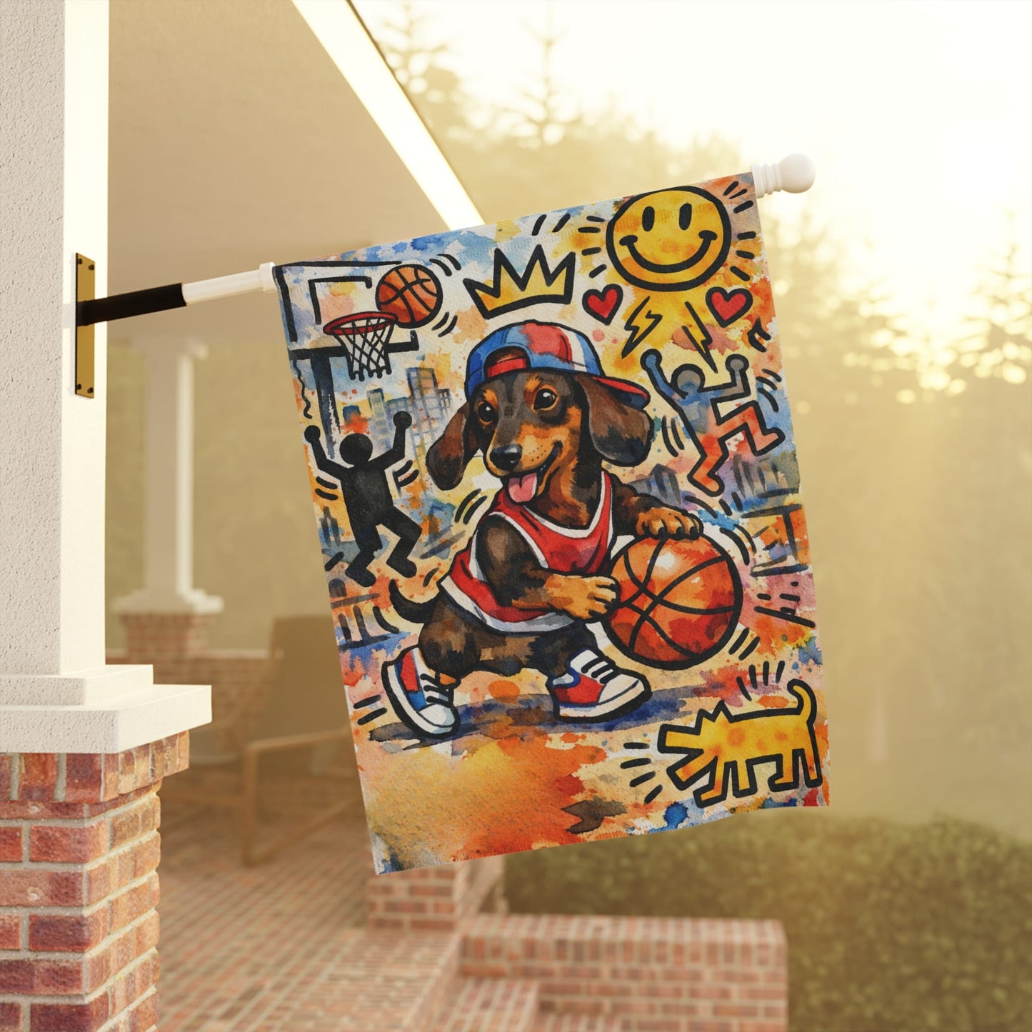 Dachshund Basketball Garden Yard Flag