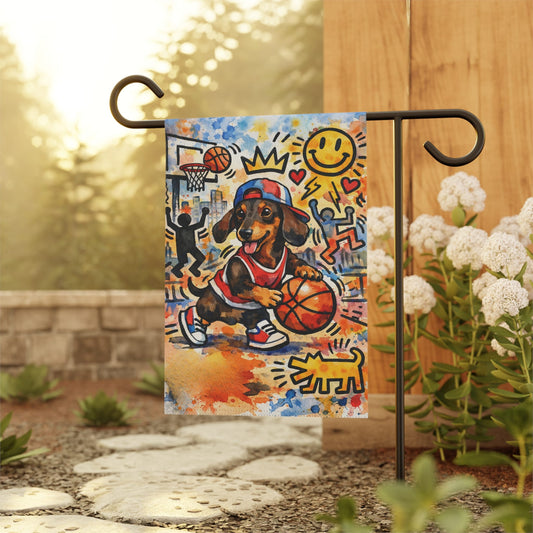 Dachshund Basketball Garden Yard Flag