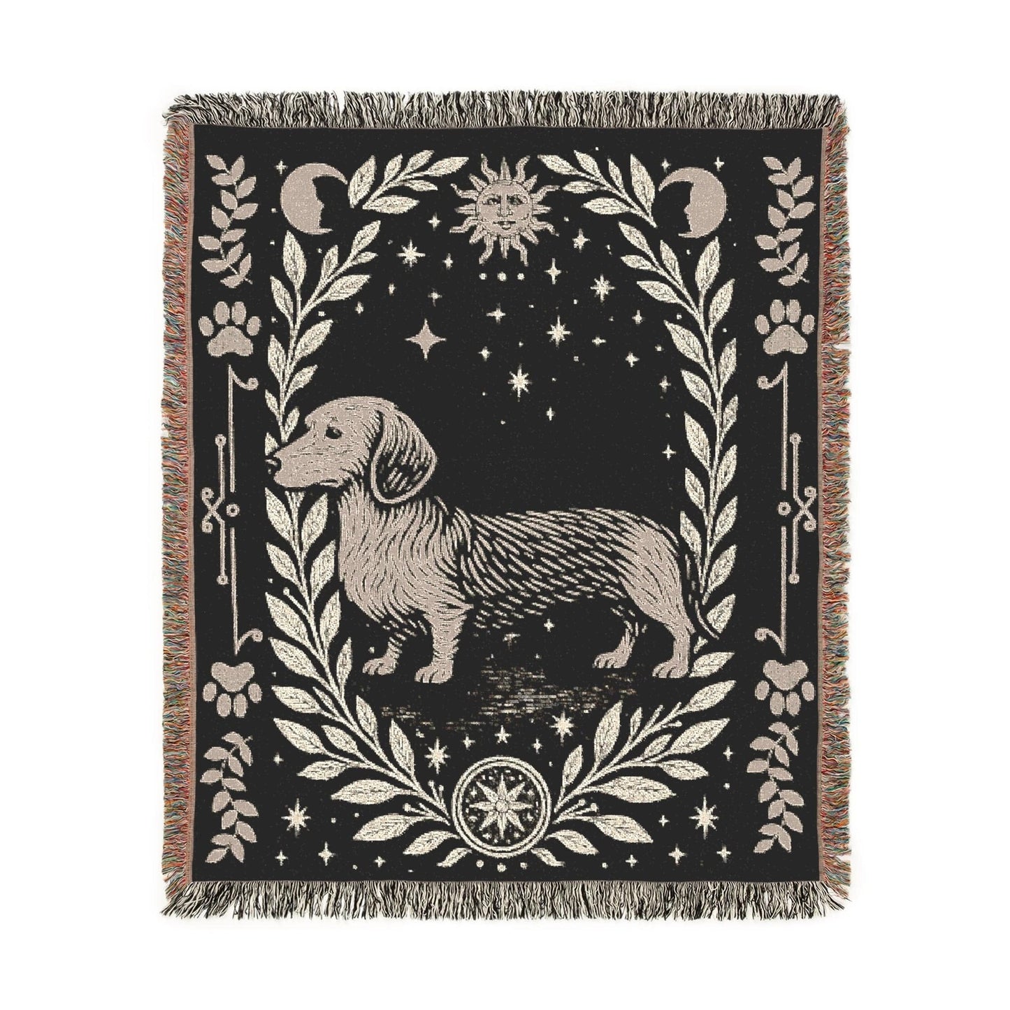 Printify Home Decor Dachshund Dog Celestial Woven Blanket