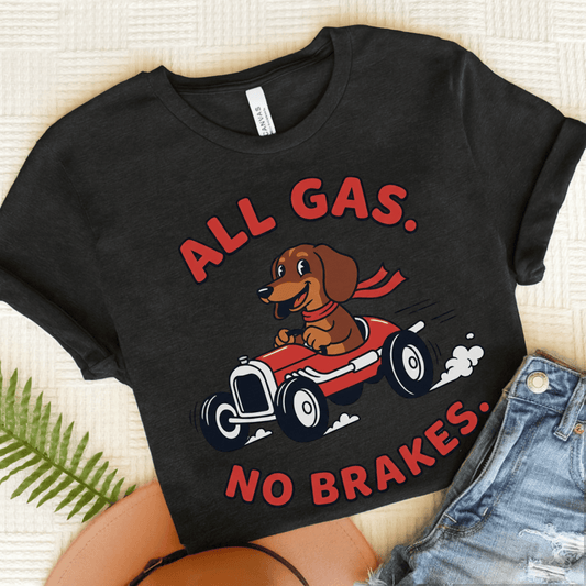 Dachshund Racing All Gas Unisex TShirt Dark Grey