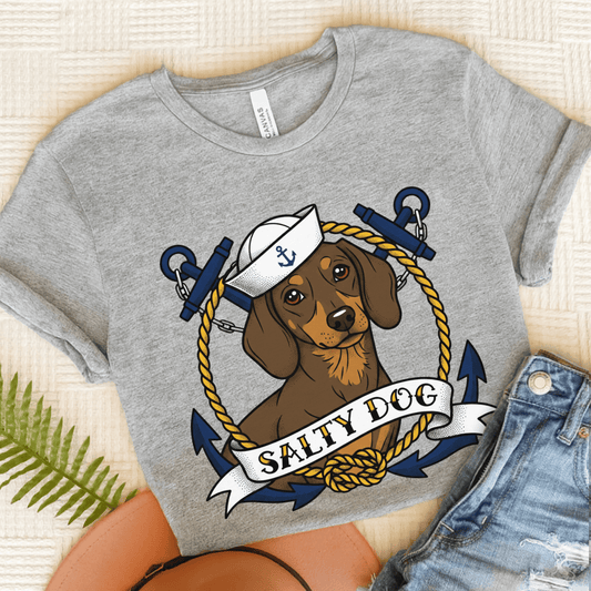 Dachshund Sailor Salty Dog Unisex TShirt Athletic Heather