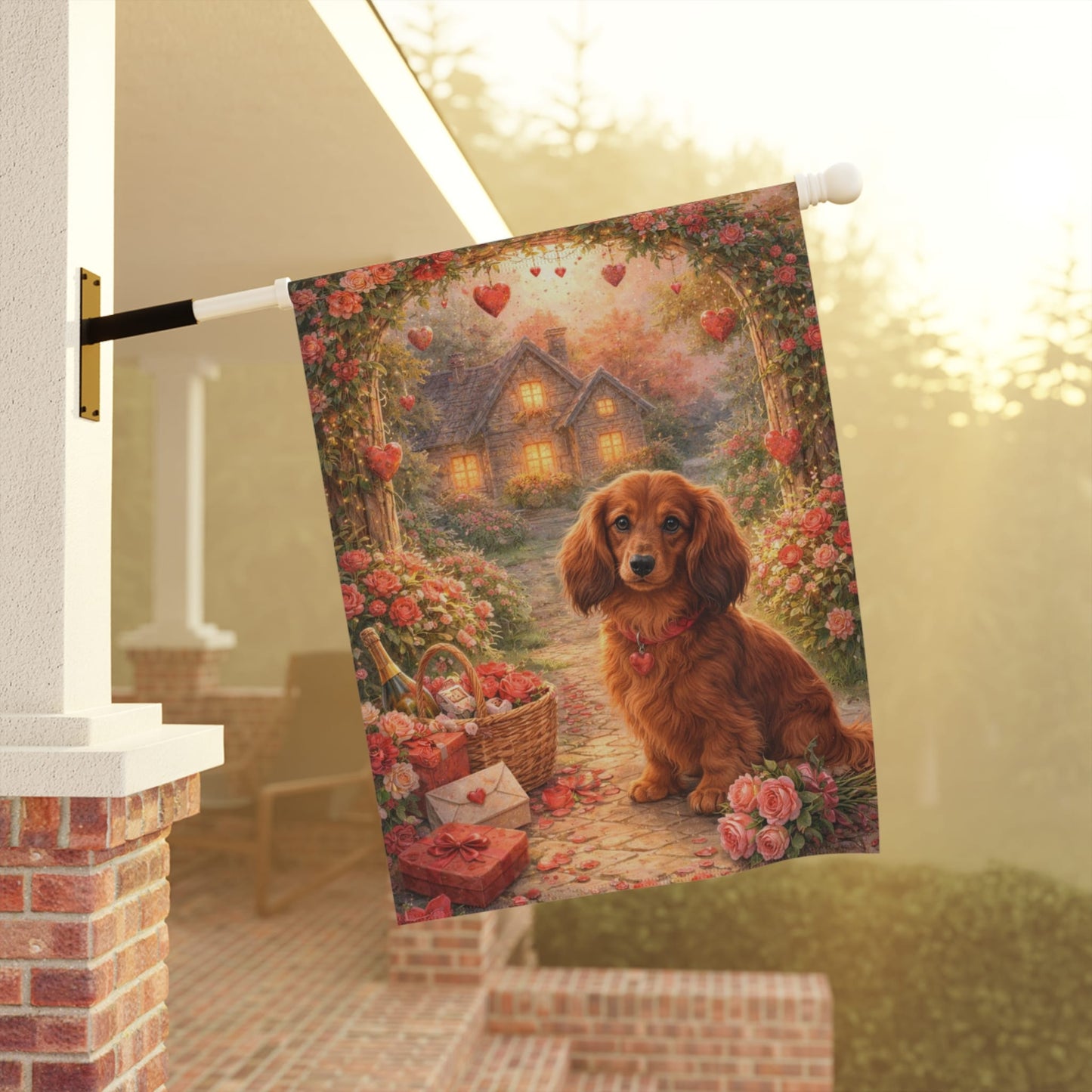 Dachshund Valentines Day Garden Flag