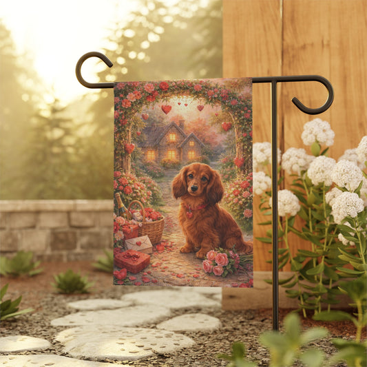 Dachshund Valentines Day Garden Flag