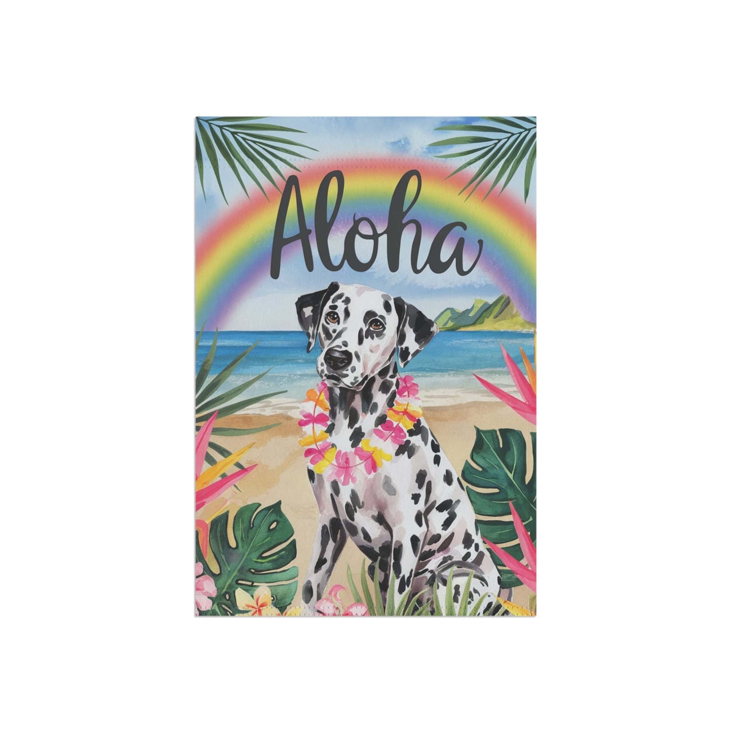 Printify Garden Flag Dalmatian Bulldog Aloha Luau Garden Flag