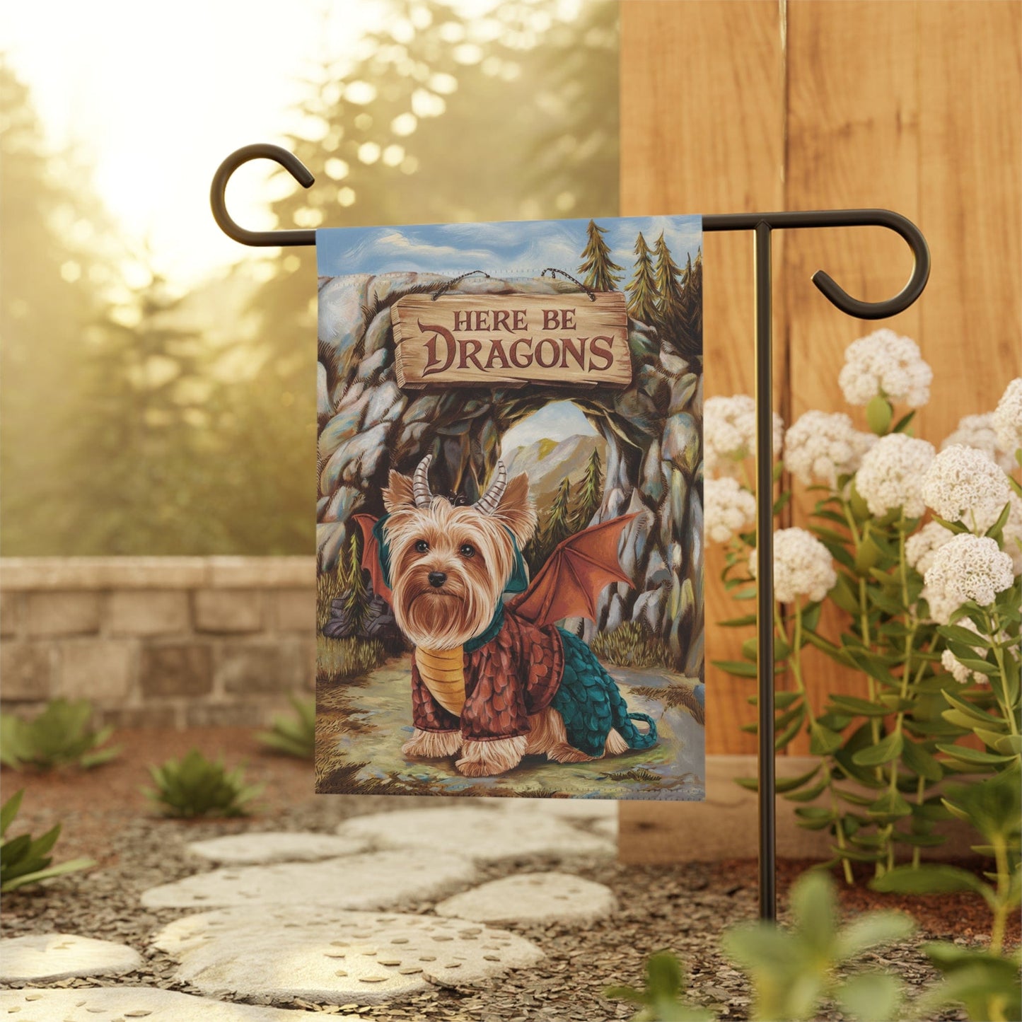 Printify Home Decor Dragon Yorkshire Terrier Garden Flag, Fantasy Pet Front Yard Spring Decor, Housewarming