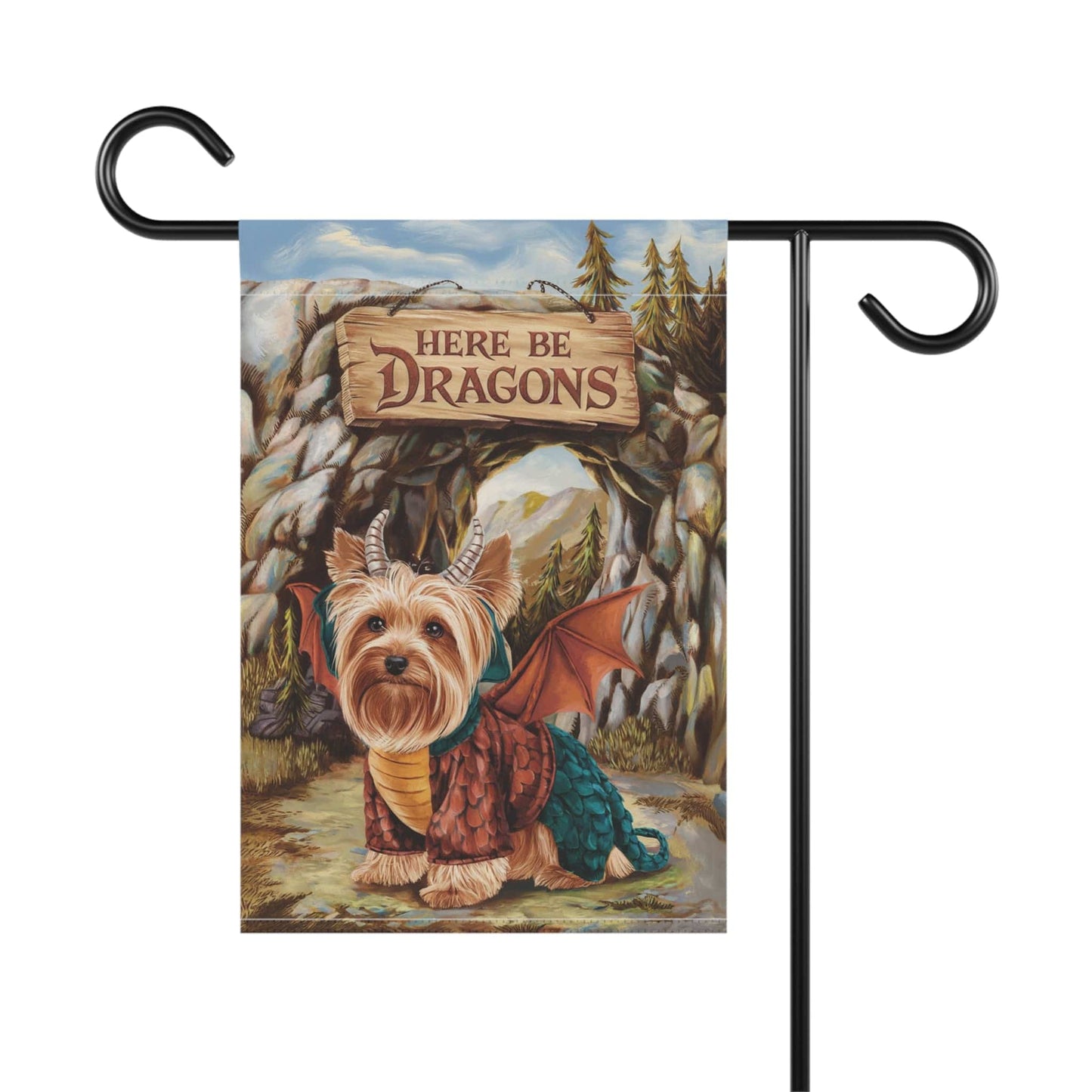 Printify Home Decor Dragon Yorkshire Terrier Garden Flag, Fantasy Pet Front Yard Spring Decor, Housewarming