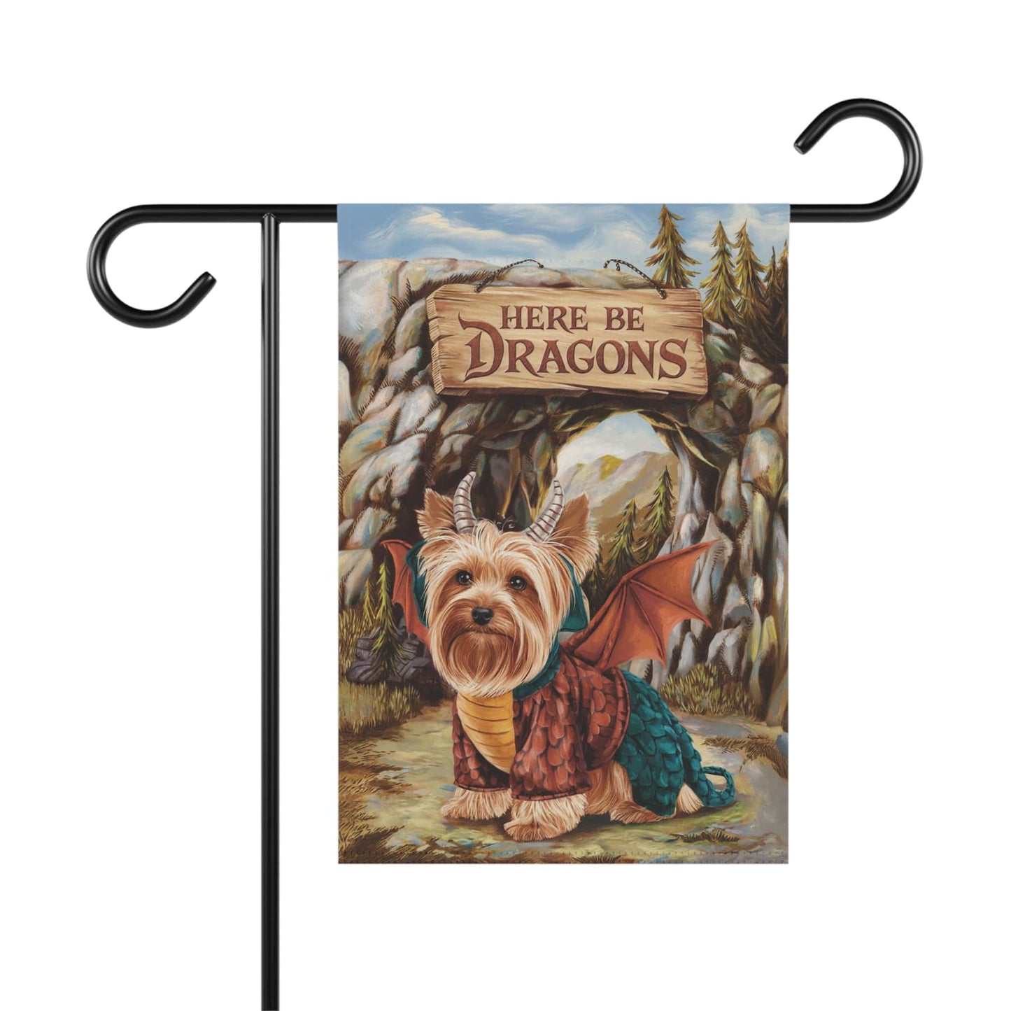 Printify Home Decor 12'' × 18'' Dragon Yorkshire Terrier Garden Flag, Fantasy Pet Front Yard Spring Decor, Housewarming