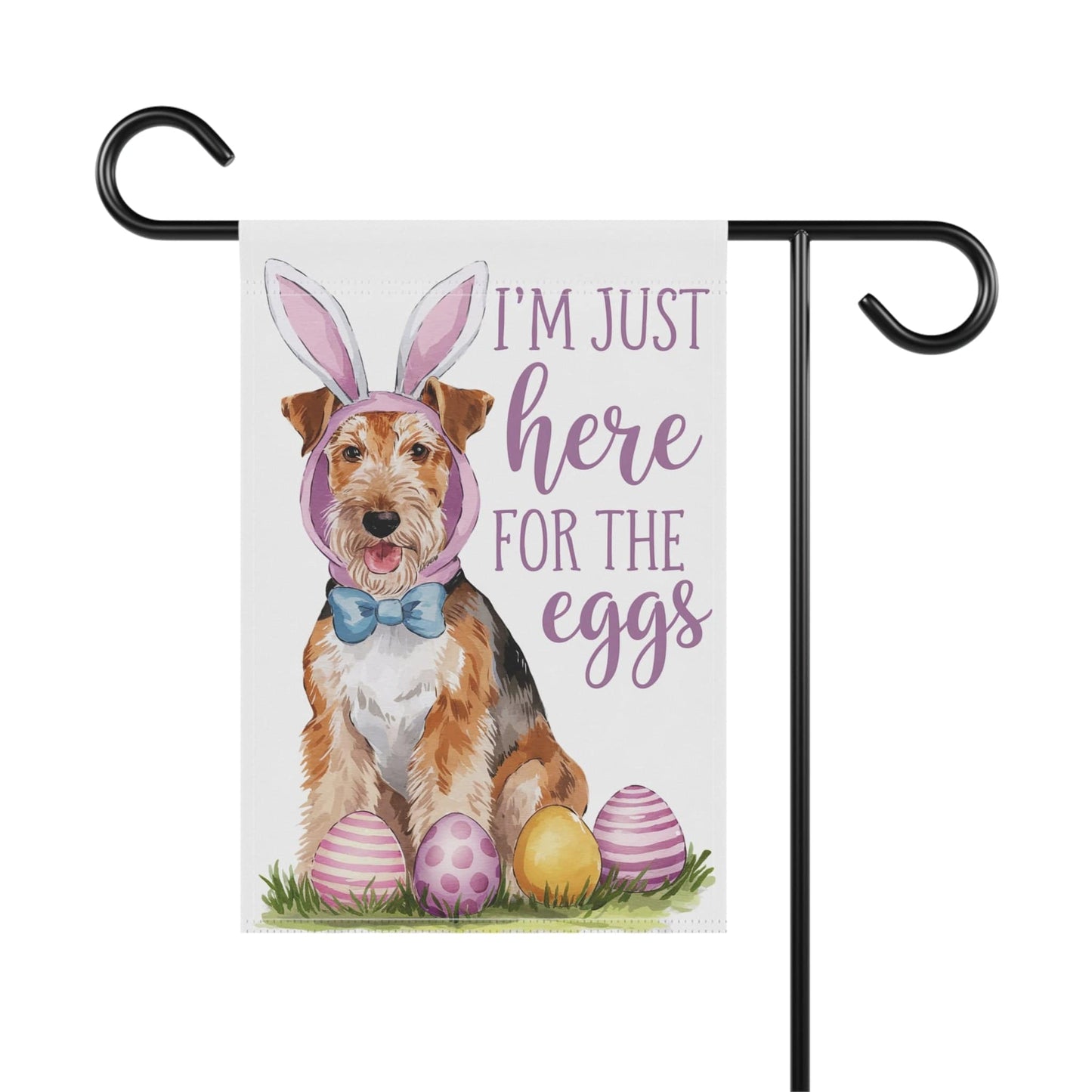 Printify Home Decor Easter Airedale Terrier Dog Lawn Flag, Bunny Rabbit Decor, Spring Funny Garden Flag, Lawn Decor, Gardener Gift, Housewarming, New Home