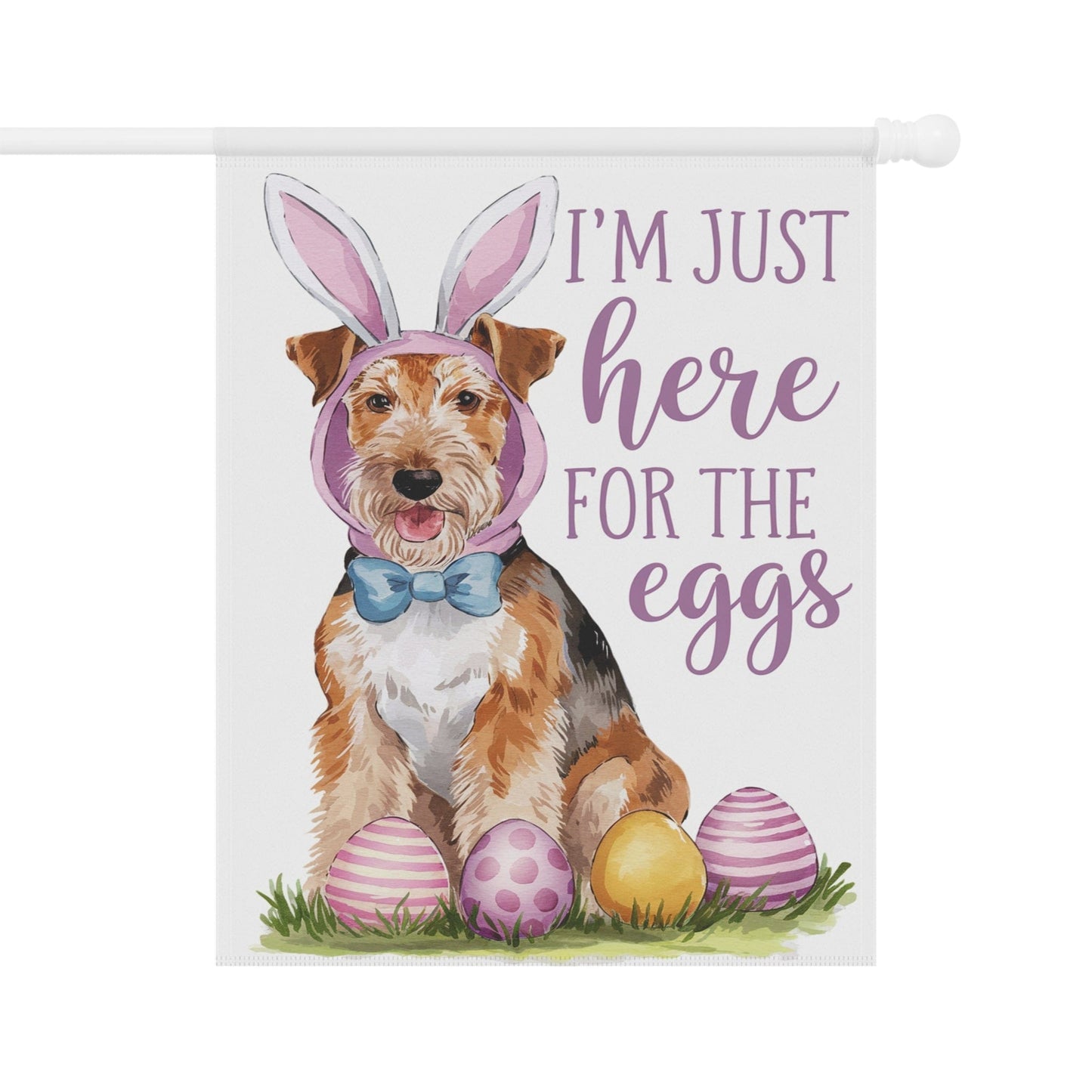 Printify Home Decor 24.5'' × 32'' Easter Airedale Terrier Dog Lawn Flag, Bunny Rabbit Decor, Spring Funny Garden Flag, Lawn Decor, Gardener Gift, Housewarming, New Home