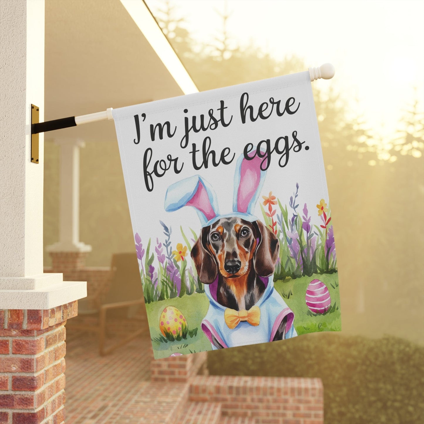 Printify Home Decor Easter Black and Tan Daschshund Yard Flag Home Decorative Garden, Funny Dog Lover Decor