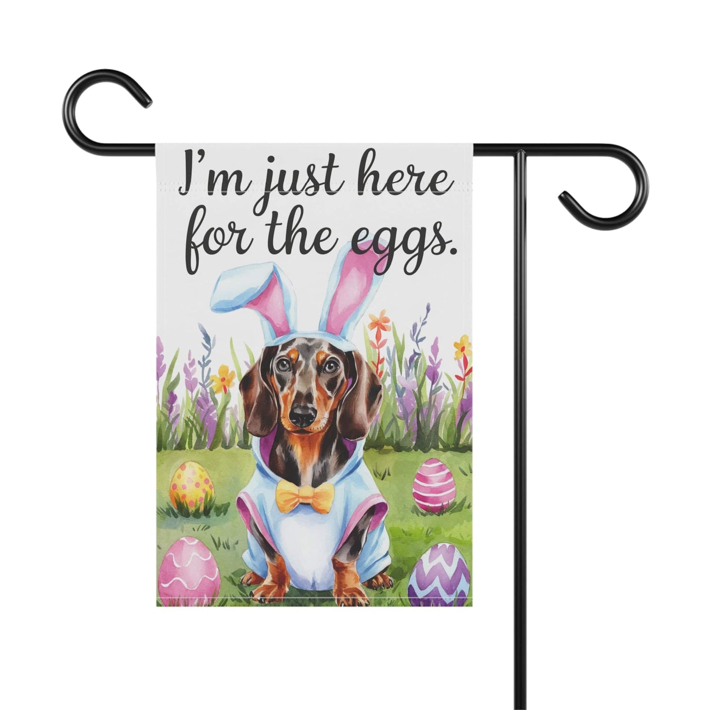 Printify Home Decor Easter Black and Tan Daschshund Yard Flag Home Decorative Garden, Funny Dog Lover Decor