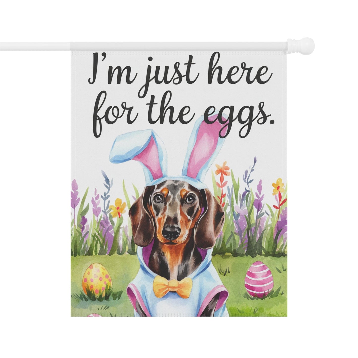 Printify Home Decor 24.5'' × 32'' Easter Black and Tan Daschshund Yard Flag Home Decorative Garden, Funny Dog Lover Decor
