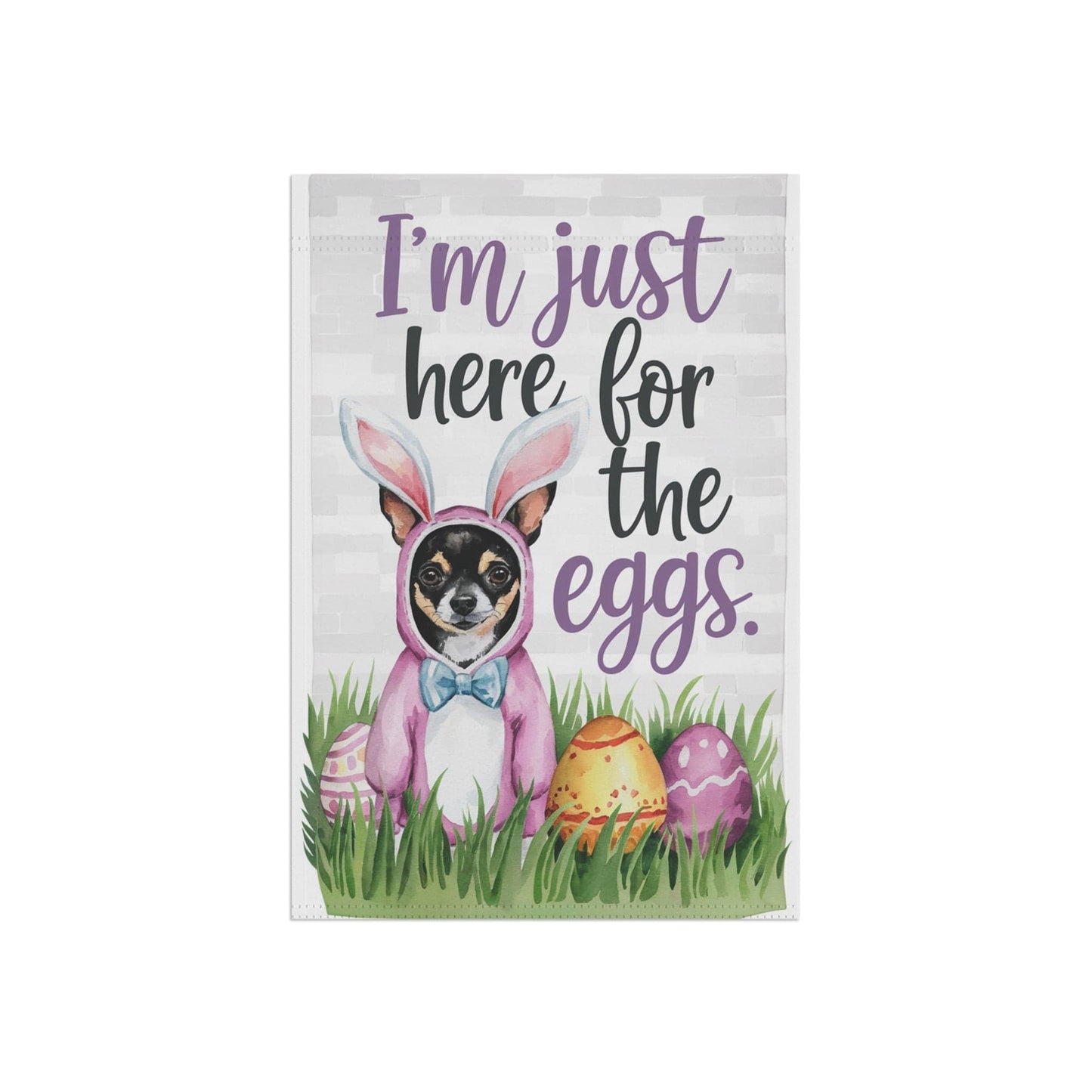 Printify Home Decor Easter Black Chihuahua Lawn Flag, Bunny Rabbit Funny Garden Flag, Spring Lawn Decor