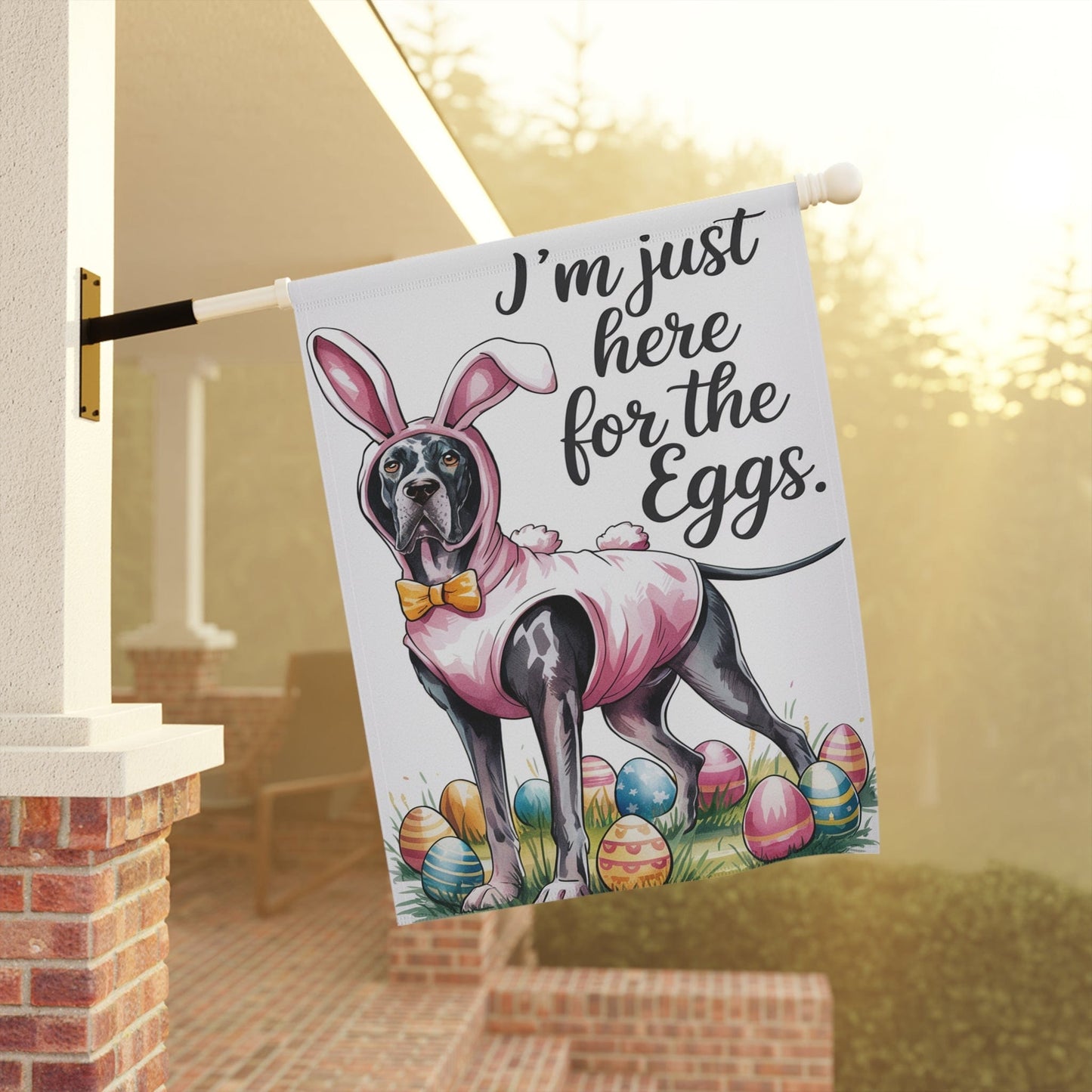 Easter Black Great Dane Yard Flag, Funny Holiday Garden Flag, Spring Lawn Decor