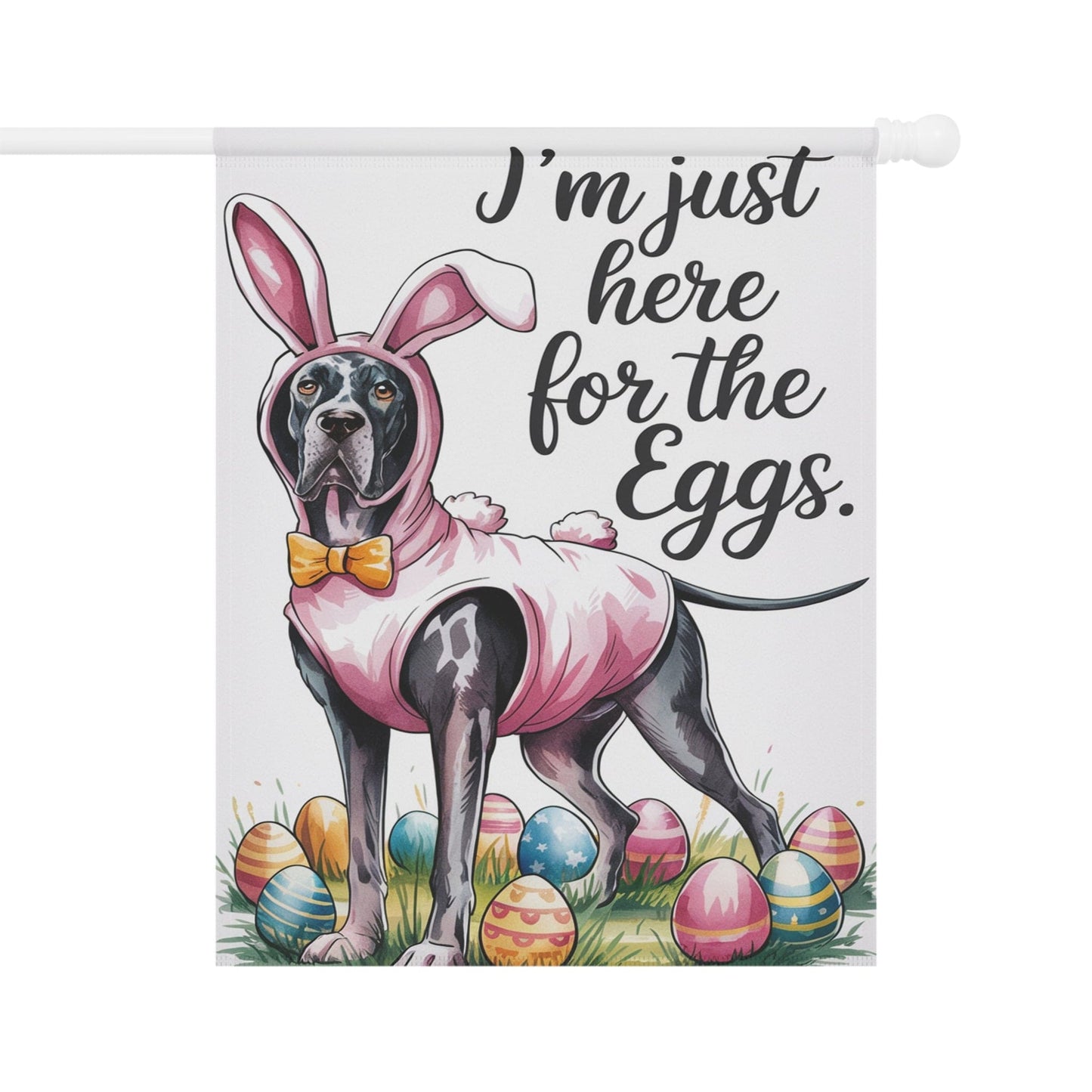 Printify Home Decor 24.5'' × 32'' Easter Black Great Dane Yard Flag, Funny Holiday Garden Flag, Spring Lawn Decor
